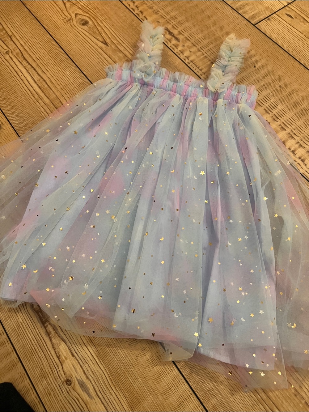 Pastel Star Tulle Dress with Ruffled Straps